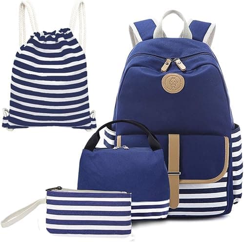 Joyfulife School Backpacks for Teen Girls Lightweight Canvas Backpack Student Bookbags with Lunch Bag 4 in 1 على Amazon.ae - متتبع الأسعار