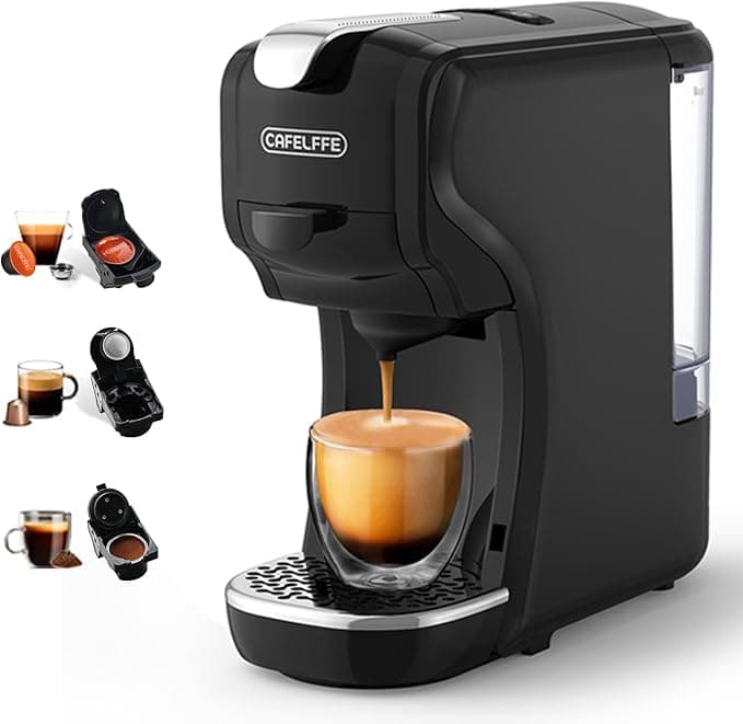Cafelffe MK-611 3 in 1 Capsule Pod Coffee Machine Maker with 19 Bar Pressure,Adjustable Cup Height, Hot/Cold Brew,Compact Espresso Machine for Home & Office Use, Nes Original/DG/Ground Compatible on Amazon.ae - Price Tracker