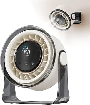 MERTTURM USB Turbo Desk Fan, 100 Speeds Digital Display Quiet Table Fan with Ultra Strong Airflow, 360°Rotating Small Rechargeable 4000mAh Battery Desktop Fan for Bedroom Home Office, White on Amazon.ae - Price Tracker
