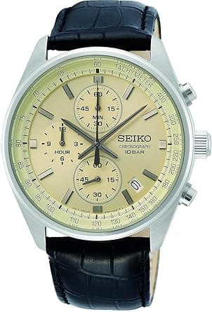 Seiko Herren-Uhr Quarz Edelstahl mit Lederband on Amazon - Best Deal Finder