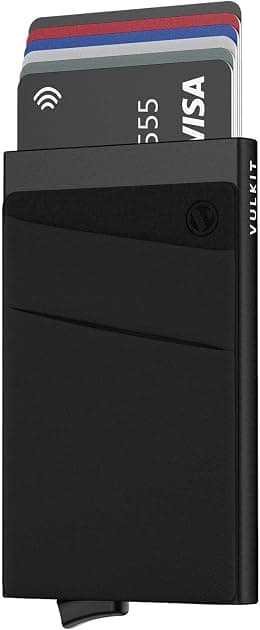 VULKIT Card Holder with Money Pocket Pop Up Wallet RFID Blocking Slim Metal Bank Card Case Holds - Best Deal Finder