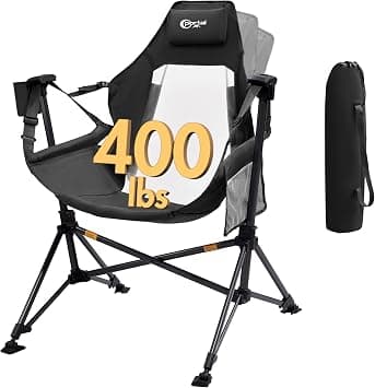 PORTAL Hammock Camping Chair, Portable Outdoor Swinging Chairs, Rocking Chair for Adults with Adjustable Back and Height for Lawn, Backyard, Patio, Supports 400 lbs, Breathable Mesh High Back, Black on Amazon.ae - Price Tracker