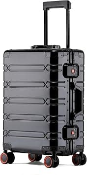 20 Inch All Aluminum Suitcase, Airline-Approved Carry-On, Zipperless Hard Shell with TSA Dual Locks & 360° Silent Spinner Wheels (Black, 20inch) on Amazon - Best Deal Finder