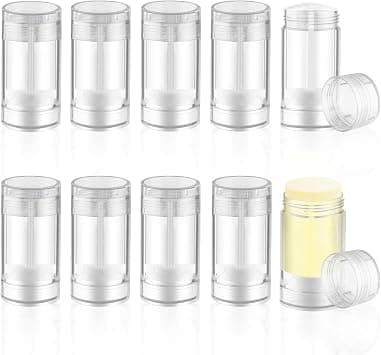 Azonee 30g/1oz Empty Clear Plastic Deodorant Containers, 10 Pcs Bottom Fill Lipstick Tubes, Twist Up Holder, Reusable for DIY Crayon, Solid Perfume, Sunscreen على Amazon.ae - متتبع الأسعار