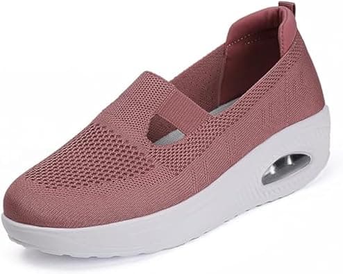 Women Nurse Platform Air Cushion Walking Sneakers Breathable Mesh Orthopedic Diabetic Wedge Slip Ons Mary Jane Toning Rocker Work Shoes - متتبع أسعار Amazon.sa