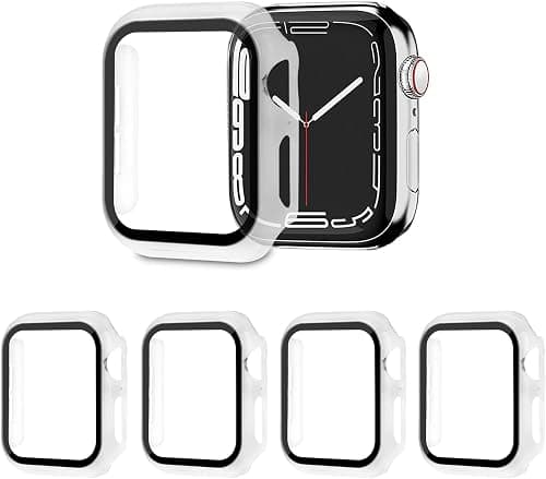 4 Pack PC Case Cover with Screen Protector Compatible with Apple Watch SE 6 5 4 40mm,Tempered Glass Screen Protector Overall Protective Cover for iWatch SE 6 5 4 40mm, (4 Trasparente) على Amazon.ae - متتبع الأسعار