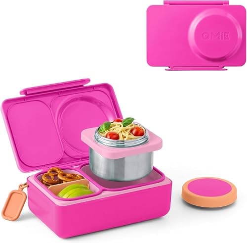 Omie OmieBox UP bento Box for Kids | Insulated Lunch Box | Leak Proof Vacuum Insulated Thermal Food jar | Cooler ice Pack | 2 Compartments (Pop Pink) on Amazon.ae - Price Tracker