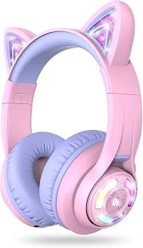 iClever BTH13 Bluetooth Kids Headphones, Cat Ear LED Light Up Wireless Kids Headphones with Volume Limited (74/85dBA), 50H Playtime, Children Headphones with MIC Over Ear for School/Tablet/PC على Amazon.ae - متتبع الأسعار