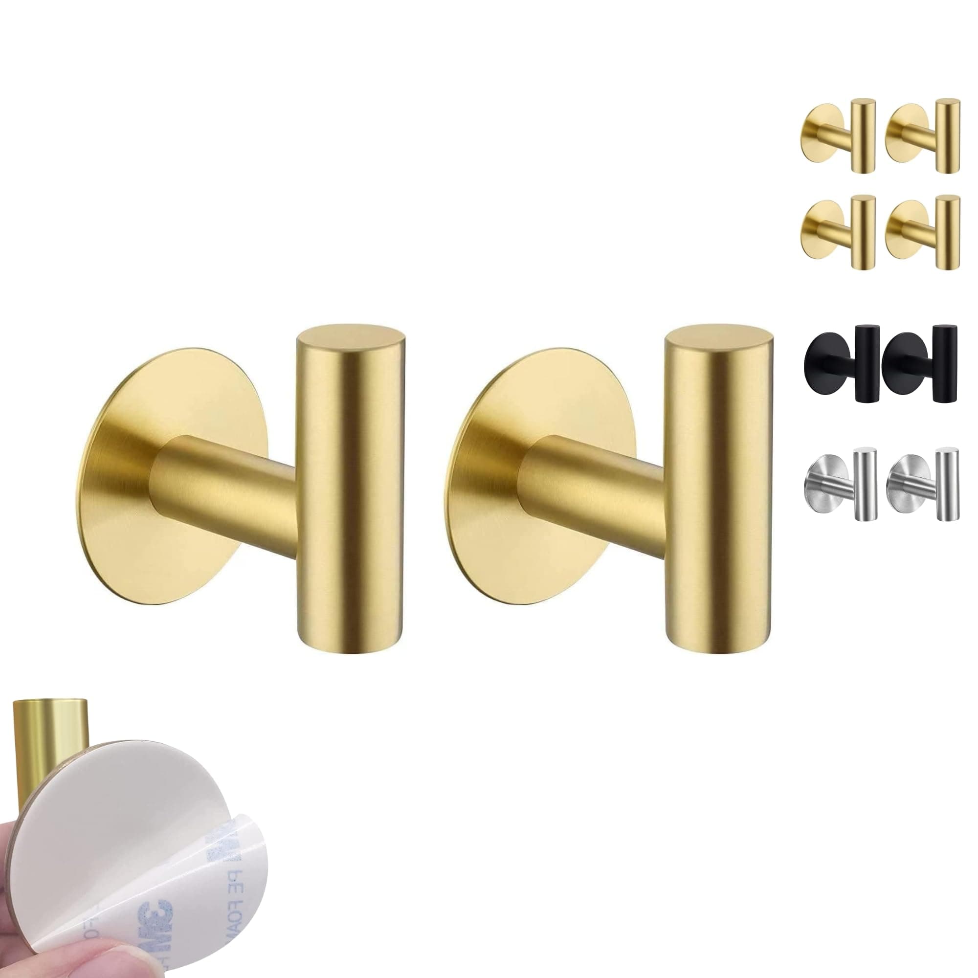 (2-Pack) Gold Adhesive Wall Hooks – No Drill Stick-On Hangers for Towels, Clothes, Coats & Keys – Self Adhesive Bathroom Organizer for Door & Kitchen on Amazon.ae - Price Tracker