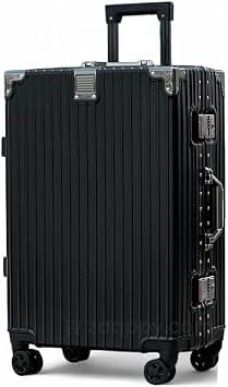 prosp 24"(20-25KG) Checked In Aluminum Frame Unbreakable Fashion Travel Trolley Luggage, Polycarbonate Hard Shell Suitcase with 360° Double Spinner Wheels (BLACK, Checked-In-24-Inch) على Amazon.ae - متتبع الأسعار