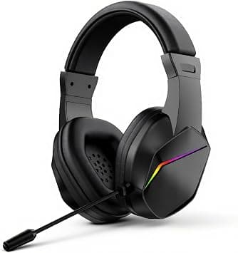 SENECESLI USB Wired Headset for PC, Noise Isolation Gaming Headphone with 7.1 Stereo Surround Sound & RGB Lighting, Memory Foam Cushion Flexible Noise Canceling Mic for PC, Gaming Console (Black) على Amazon.ae - متتبع الأسعار