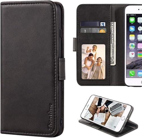Faux Leather Case for Galaxy M17 5G - Black | 6.74" Magnetic Shockproof Flip Wallet Cover with Card Holders, Photo Frame and Kickstand على Amazon.ae - متتبع الأسعار