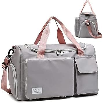 Yuroochii Foldable Gym Travel Duffel Bag, Dry Wet Separated Sport Duffle Bags Yoga Bag, Carry On Bag with Shoe Compartment Travel Weekender Bag (Gray) on Amazon.ae - Price Tracker