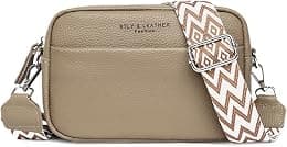 Crossbody Bag for Women Genuine Leather Wide Strap Shoulder Bag Purse Trendy Design Camera Crossbody Purse Top Zip - Best Deal Finder