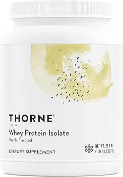 THORNE Whey Protein Isolate - Balanced Amino Acids Profile with BCAAs - 21 Grams of Easy to Digest Whey Protein Powder - NSF Certified for Sport - Vanilla - Gluten & Soy-Free - 30 Servings على Amazon.ae - متتبع الأسعار