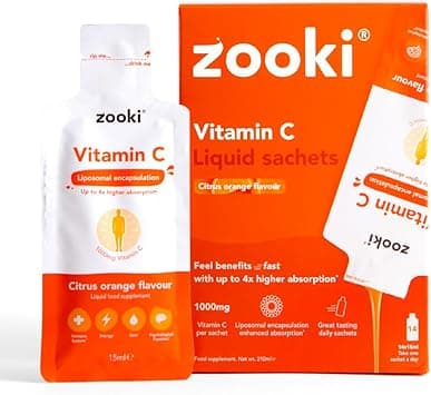 Zooki Liposomal Vitamin C Sachets 1000mg Citrus Orange Flavour - Box of 14 - Amazon.ae Price Tracker