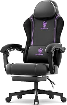 Dowinx Leather Gaming Chair with Massage Lumbar Footrest Pocket Spring Cushion, Ergonomic PC Video Office Computer Gamer Chair Footrest for Adults High Back Heavy Duty Game Chair 300LBS, Black Purple - Amazon.ae Price Tracker