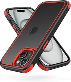 MobNano Compatible with iPhone 15 Case, with Multicolor Protective Shockproof Bumpers, Crystal Clear Not Yellowing Anti-Scratch Hard PC Back & Soft Silicone TPU Frame Cover - Black/Red - Amazon.ae Price Tracker