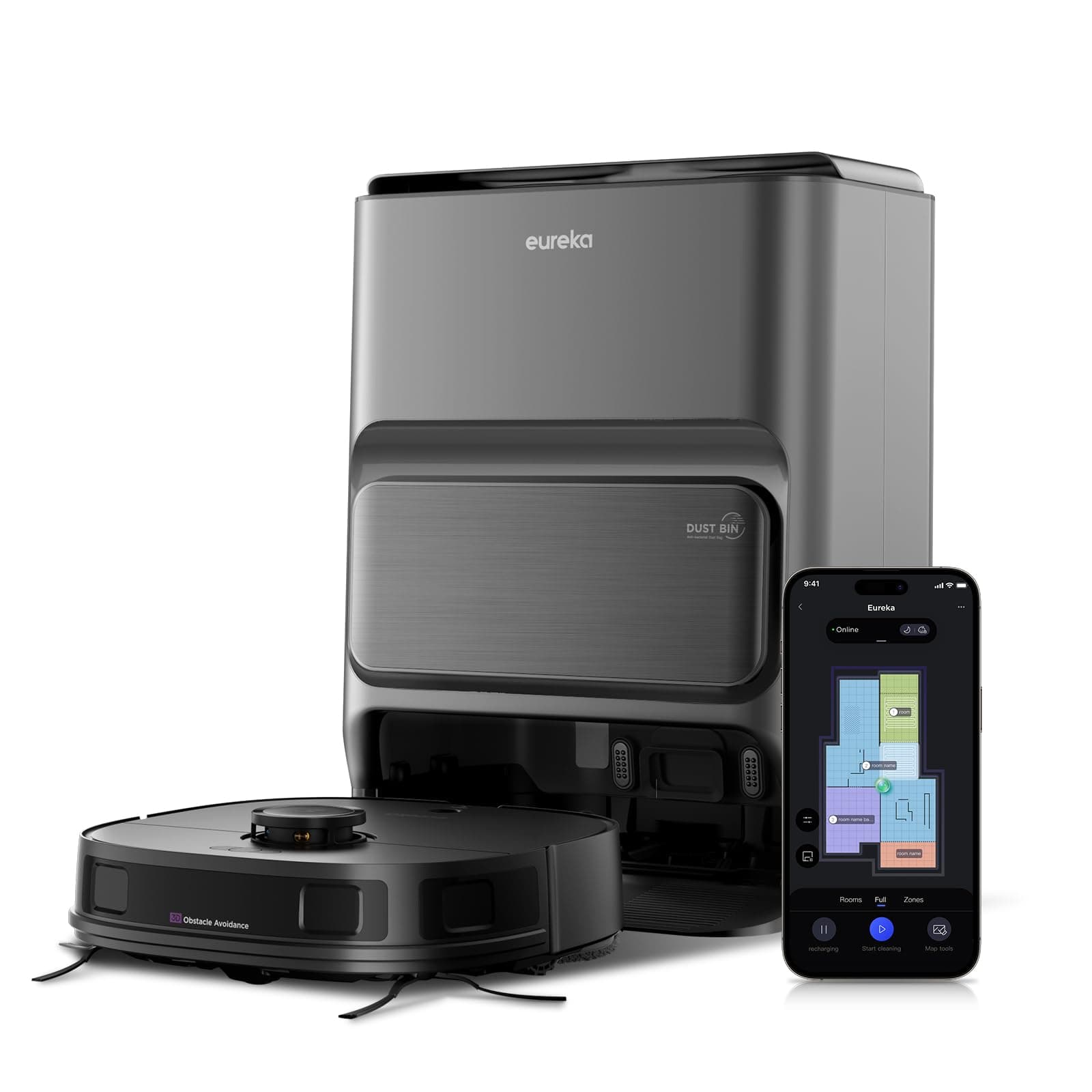 EUREKA Robot Vacuum Cleaner with Mop All-in-1 Station, 5000pa AI 3D Obstacle Detection, Intelligent Pet Bypass, Car Carpet Detection, Ideal Against Pet Hair, App & Voice Control on Amazon.ae - Price Tracker