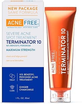 AcneFree Terminator 10 Acne Spot Treatment with Benzoyl Peroxide 10% Maximum Strength Acne Cream Treatment, 1 Ounce - Pack Of 1 - Best Deal Finder