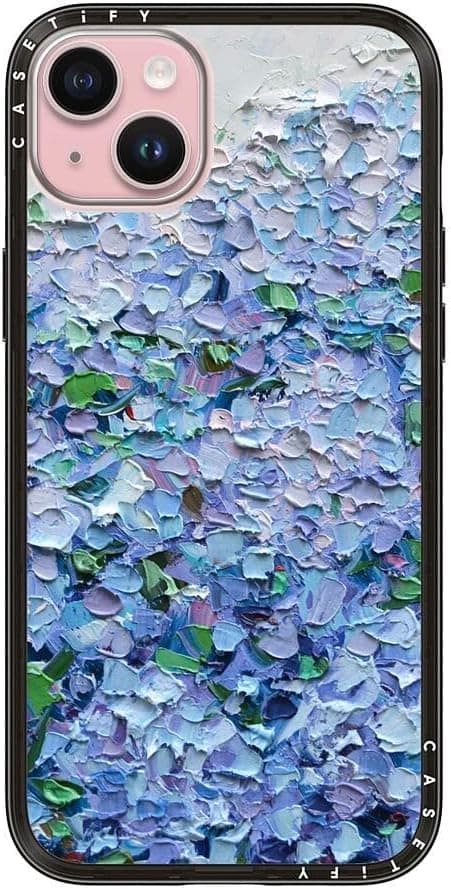 CASETiFY Compact iPhone 15 Plus Case [Slim and Sleek/Compatible with Magsafe / 4 ft. 2X Military Grade Drop Protection] - Nantucket Blue Hydrangeas - Clear Black على Amazon.ae - متتبع الأسعار