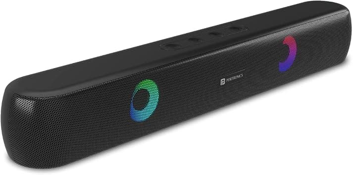 Portronics Decibel 21 10W Wireless Bluetooth Soundbar with LED Lights, TWS Function, Built-in Mic, Built-in FM Radio, USB Port, 3.5mm Aux Slot, Micro SD Slot(Black) on Amazon.ae - Price Tracker
