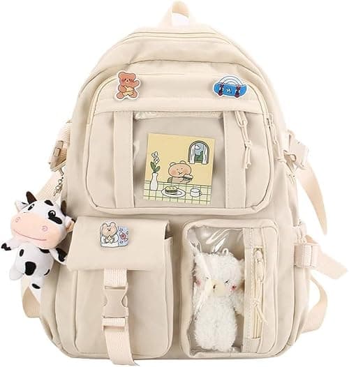 School bag, school bag leisure backpack middle school student laptop backpack, waterproof backpack, suitable as school bag, accessories plush pendant on Amazon.ae - Price Tracker