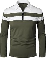 YTD Men's Long Sleeve Polo Shirts Quarter-Zip Casual Slim Fit Lapel Neck Basic Designed Cotton Shirts - Best Deal Finder