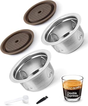 i Cafilas 2.7oz（80ml）Double Espresso Refillable Coffee Capsule Compatible with Nespresso Vertuo Machines,Stainless Steel Reusable Pod, Holds Up to 12g for Rich Crema, Eco-Friendly,2 pcs coffee pod on Amazon.ae - Price Tracker