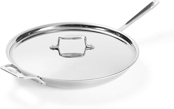All-Clad D5 5-Ply Brushed Stainless Steel Fry Pan With Lid, 14 Inch, Compatible With Any Stovetop Including Induction, Oven Broiler Safe 600F, Pots and Pans, Frying Pan, Skillet, Cookware, Silver على Amazon.ae - متتبع الأسعار
