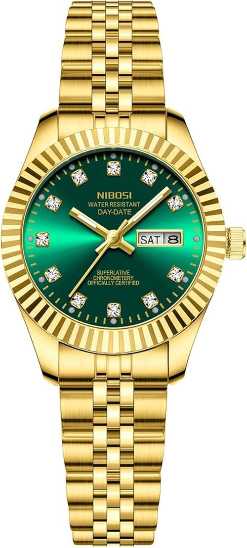 NIBOSI Women's Watch Analog Quartz Waterproof Diamond Wrist Watches with Day-Date Fashion Luxury Stainless Steel Watch for Small Wrists Female Designer Elegant Dress Watches for Women on Amazon.ae - Price Tracker