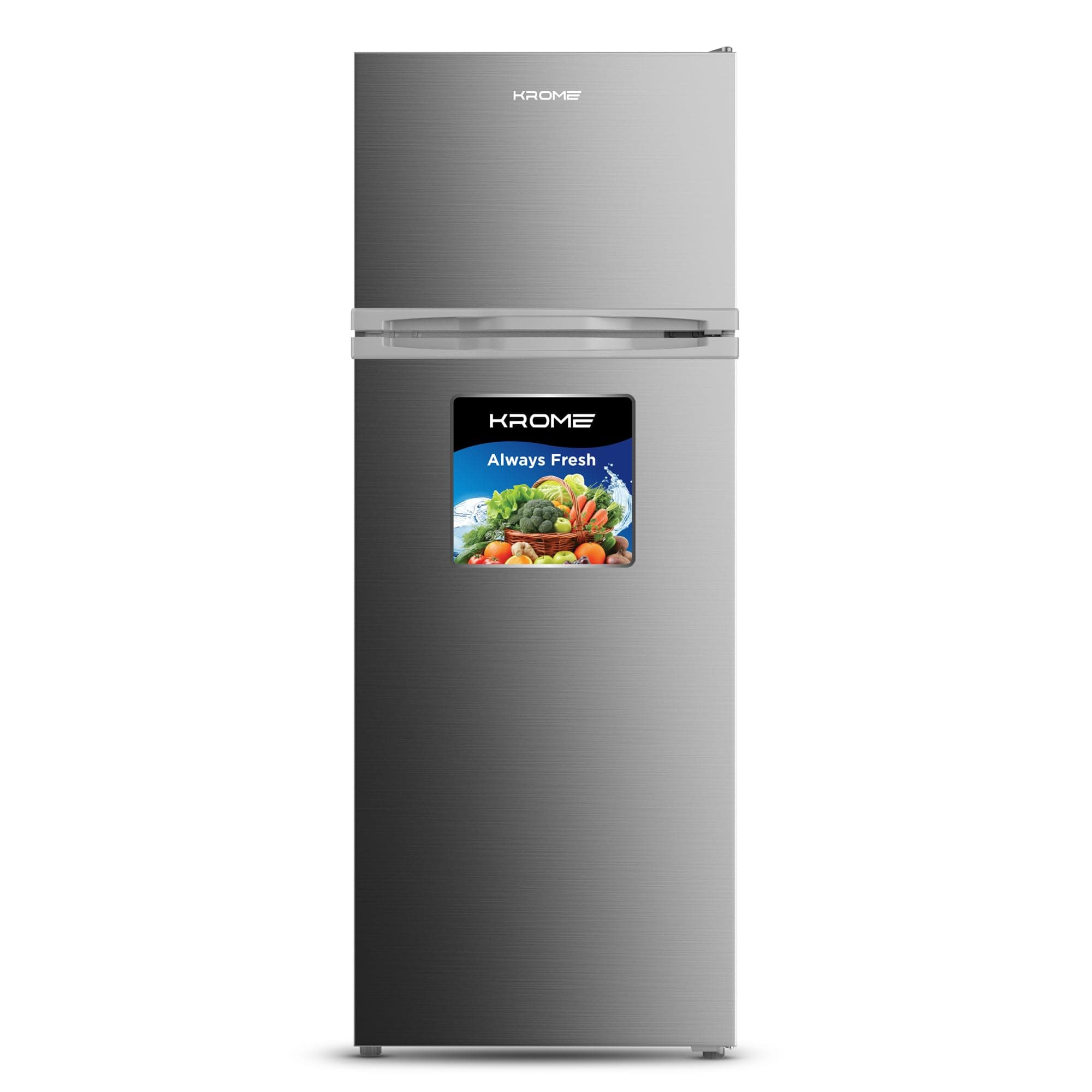 KROME 270L Gross, Double Door Top Mounted Refrigerator with Uniform Air Flow System,De Frost,Powerfull Cooling,Energy Efficient,Adjustable Storage,INOX color,10 Year Compressor Warranty-KR-RDC 270IH on Amazon.ae - Price Tracker