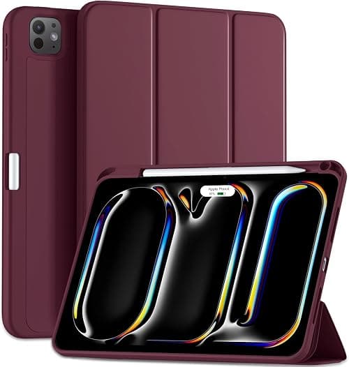 Maledan Case for iPad Pro 11 Inch 2024 (M4 5th Generation) with Pencil Holder, Slim Flexible TPU Back Shockproof Protective Cover Support Apple Pencil Pro/USB-C, Wine Red on Amazon.ae - Price Tracker