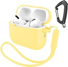 Compatible with AirPods Pro 3 Case with Keychain/Hand Strap, Pro 3rd Generation[2025] Silicone Protective Shockproof Headphone Cover Support Wireless Charging-Yellow - Best Deal Finder
