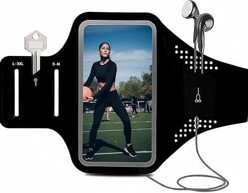 Running Phone Holder, Sporting Cell Phone Armband for iPhone 17/16/15/14 Pro Max, All Models up to 6.5" Phone Strap with Key pouch and Headphone slots, Running Armband for Jogging, Cycling, Hiking على Amazon.ae - متتبع الأسعار