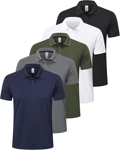 ZENGVEE Men’s 5 Pack Polo Shirts for Men Moisture Wicking Golf Shirt Quick Dry Performance Athletic Short Sleeve on Amazon.ae - Price Tracker