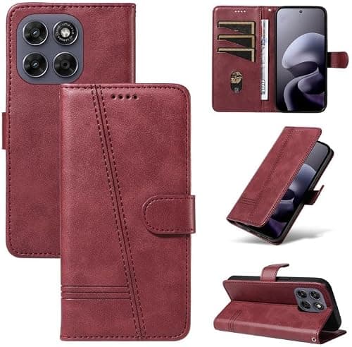 SHIHUI Phone Cases For Motorola Moto G67 5G/G77 5G Global T-type Stitch Leather Phone Case(Light Purple)(Blue)(Rose Gold) etc(Red) على Amazon.ae - متتبع الأسعار