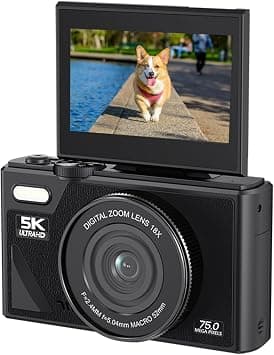 5K Digital Camera, 75MP Camera, with 18X Zoom, 3 Inch Flip Screen, HD Compact Camera, for Travel Photography (Black) on Amazon.ae - Price Tracker