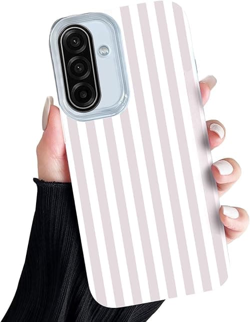 Striped Motif Case for Samsung Galaxy A17 / F17 5G / M17 5G Phone Case,Cute Stripes Pattern Aesthetic Women Girl Slim TPU and Hard PC Shockproof Protective Case-Gray على Amazon.ae - متتبع الأسعار