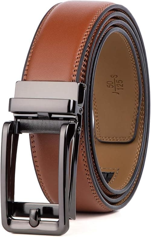 Founders & C Men's Leather Ratchet Comfort Click Belt Dress with Slide Buckle -Adjustable Trim to Fit on Amazon.ae - Price Tracker