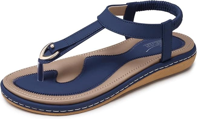 SHIBEVER Women Sandals Summer Boho Casual Flat Ankle T-Strap Thong Elastic Comfortable Flip Flops Beach Shoes Sandal على Amazon.ae - متتبع الأسعار