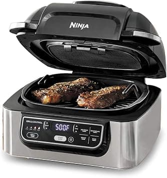 Ninja Foodi 5-In-1 Indoor Electric Countertop Grill With 4 Quart Air Fryer, Roast, Bake, Dehydrate and Cyclonic Grilling Technology, 1760 Watts, Silver, AG301ME, 2 Years Warranty - Amazon.ae Price Tracker