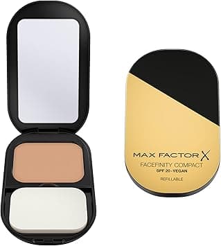 Max Factor Facefinity Compact Foundation, Compact Powder, Refillable Foundation, Vegan Formula, Buildable Full Coverage Foundation & Matte Finish, Up to 24hr Wear, SPF20, 001, Porcelain, 10g (0.4oz) on Amazon.ae - Price Tracker