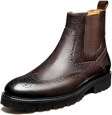 Men's Dark Brown Wingtip Leather Chelsea Boots mens Chelsea Boot on Amazon.ae - Price Tracker