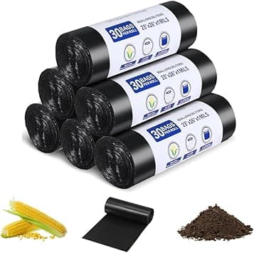 Azonee Compostable Trash Bags, Biodegradable Recycle Portable Camping Toilet Garbage Bags, Waste Bags for Bucket Toilets, Travel, Hiking, Boating, Outdoor Use (180 Count 8 Gallon Black) on Amazon.ae - Price Tracker