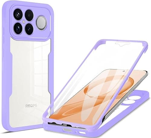 ILING Transparent Case for Xiaomi POCO F8 Ultra 5G, 360° Full Protection Fashion Very Thin Shockproof Case with Built-in Screen, Hard PC + Silicone TPU Bumper Cover (Purple) on Amazon.ae - Price Tracker