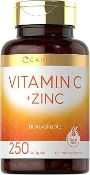 Carlyle Vitamin C with Zinc | 250 Softgels | Bioavailable | Ascorbic Acid | Zinc Oxide | Non-GMO and Gluten Free Supplement on Amazon.ae - Price Tracker