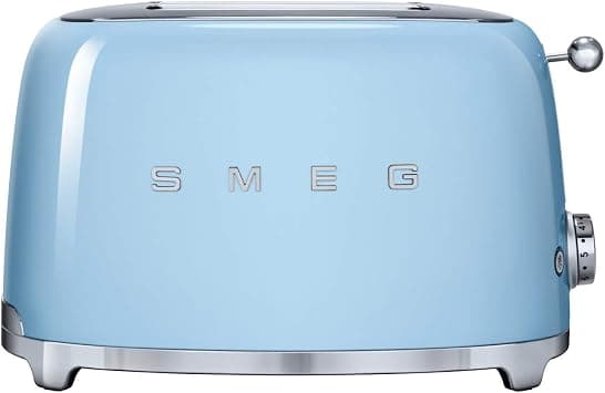 Smeg TSF01PBUK, 50's Retro Style 2 Slice Toaster,6 Browning Levels,2 Extra Wide Bread Slots, Defrost and Reheat Functions, Removable Crumb Tray, Pastel Blue, 1 Year Warranty على Amazon.ae - متتبع الأسعار