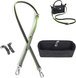 Adjustable Leather Straps & Purse Organizer Insert Compatible with Longchamp Mini Pouch Handbag Conversion Set with Zipper Hook Women's Shoulder Straps Replacement Crossbody Accessories - Best Deal Finder