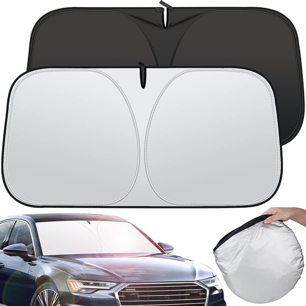 Rescien 142 * 80CM Foldable Car Windshield Sunshade, Front Windshield Reflective Sunshad with Storage Pouch, Car Front Window for Top Blocks UV Rays and Sun Heat Protection, Keeps Vehicle Cooler on Amazon.ae - Price Tracker